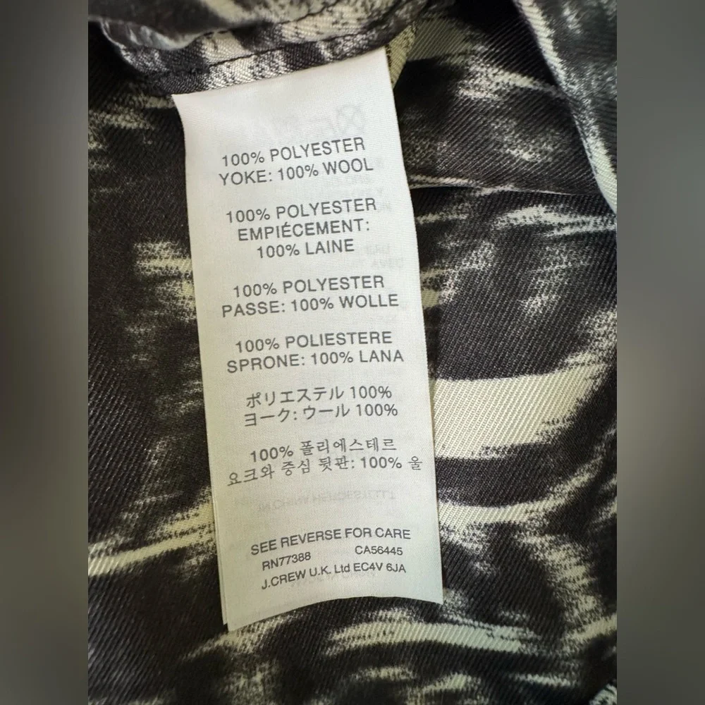J. Crew Black & White Ikat Blouse Top Size 0